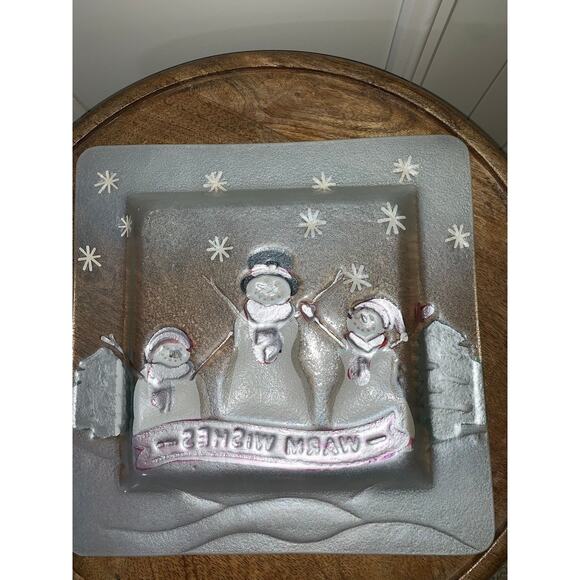 St. Nicholas Square Snowmen Holiday Plate Christmas Centerpiece 11" - Picture 2 of 3